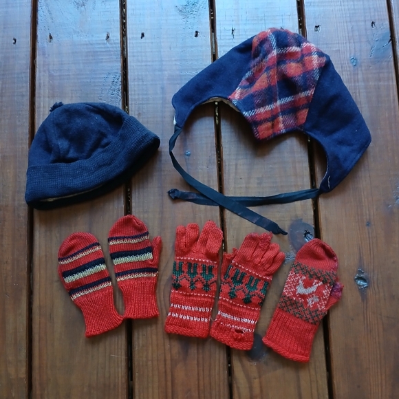 Antique Other - True vintage antique 1930's 30's toddler baby little girls retro hats mittens